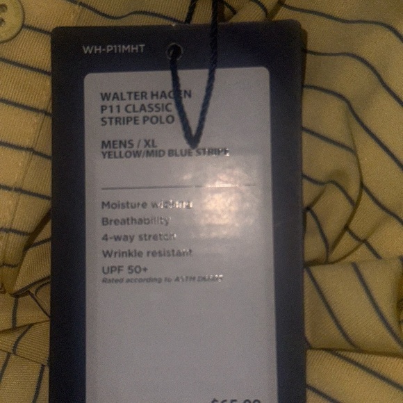 New Walter Hagen Men's Performance 11 Classic Stripe Polo yellow blue - Picture 8 of 9